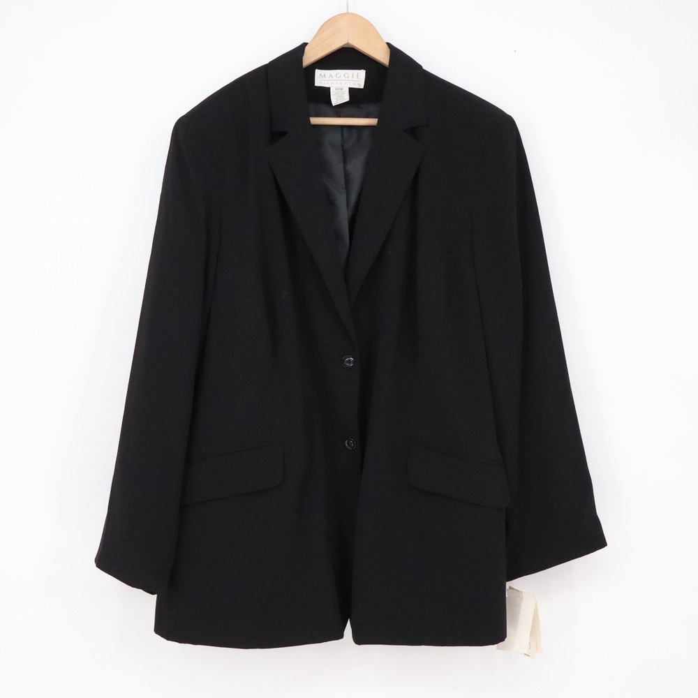 Maggie McNaughton Blazer Womens 20W Onyx Detachable Vest Black New